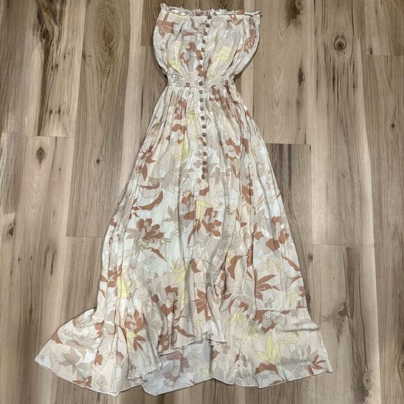 Surf Gypsy Tropical Strapless Button Down Maxi Dress Women’s Medium - Picture 3 of 4